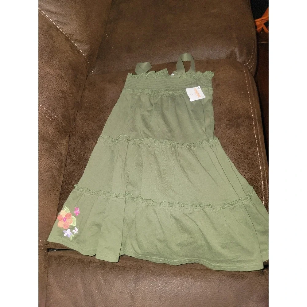 Gymboree surf adventure green floral dress size 5 nwt